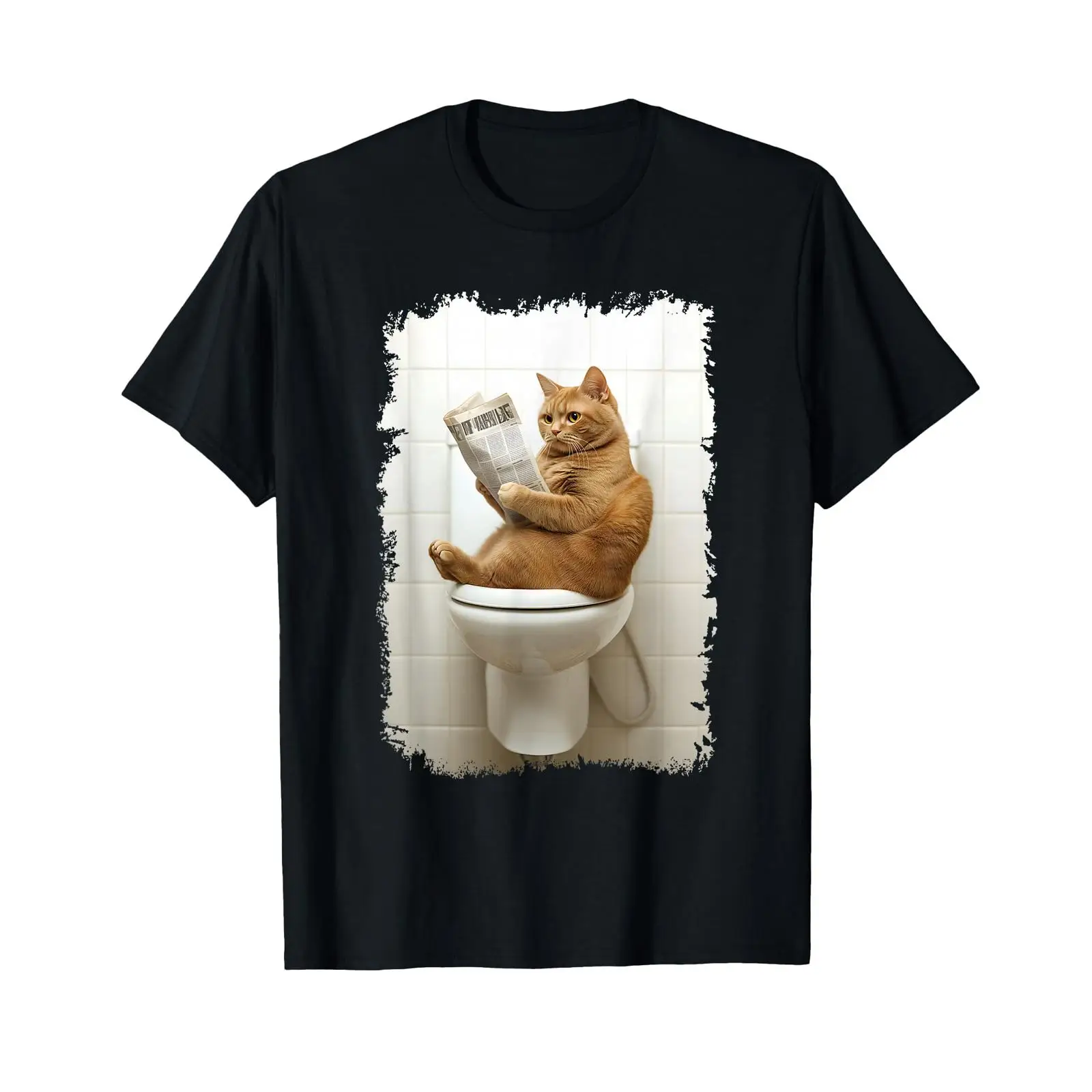 Vintage Fashion Newspaper - T-shirt drôle avec motif chat sur