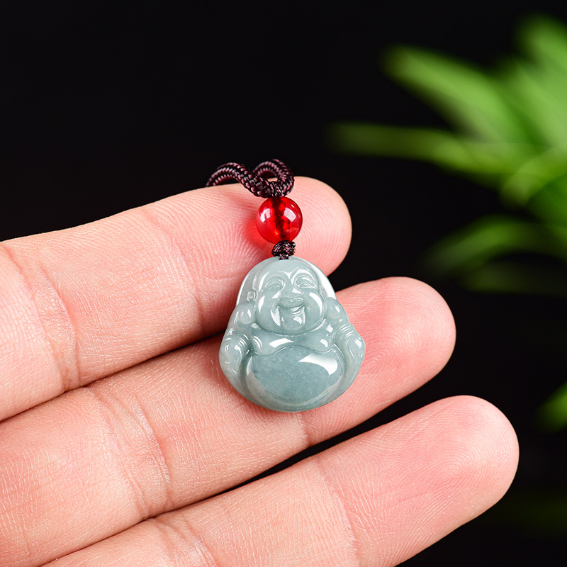 Vintage Fashion Necklace - Collier pendentif bouddha Guanyin en jadéite