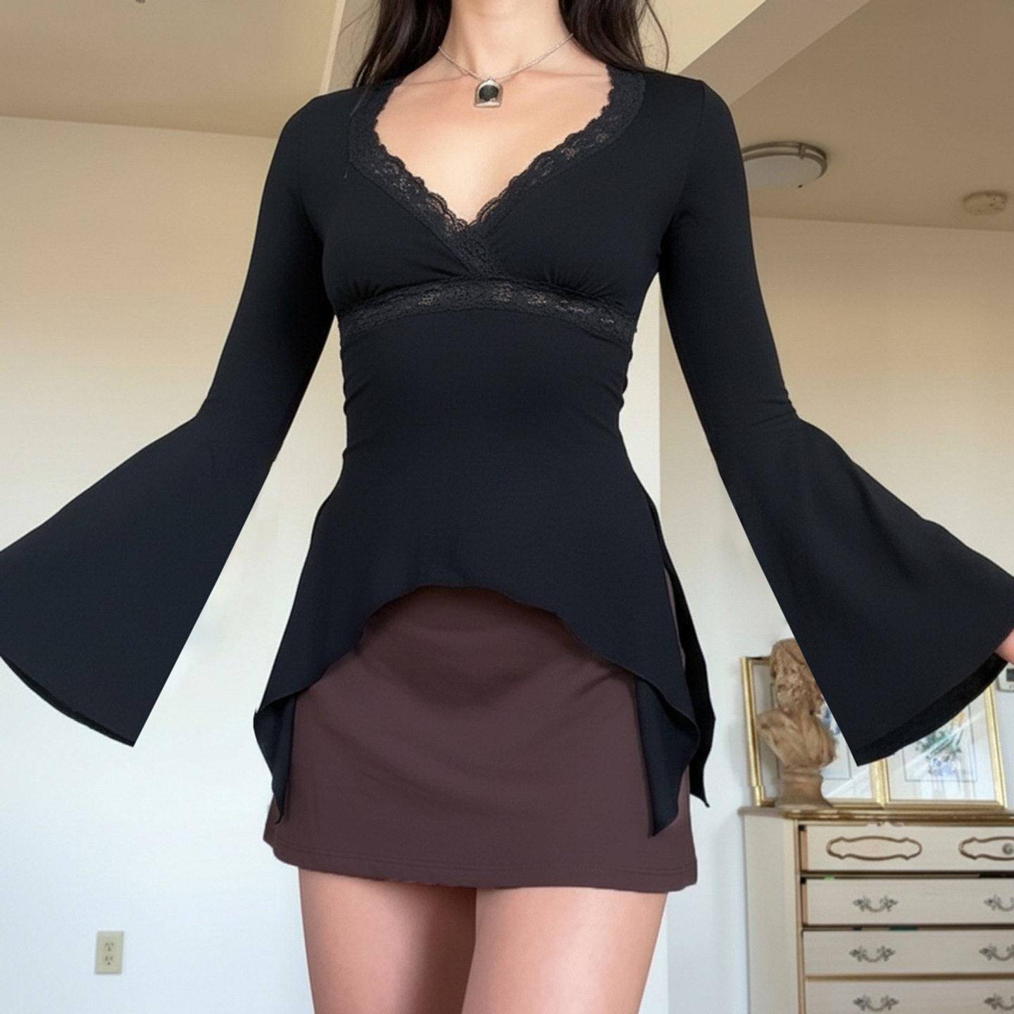 Vintage Fashion Collection - Haut élégant en dentelle vintage à