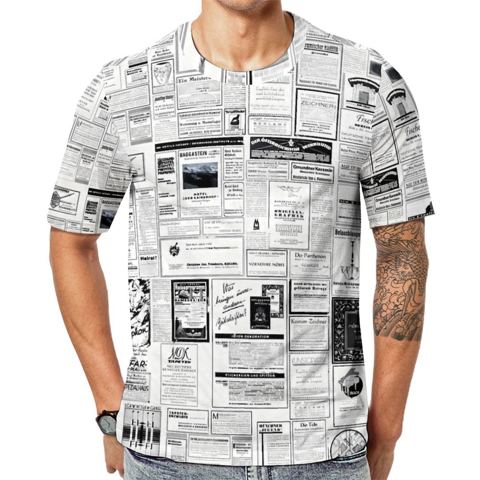 Vintage Fashion Newspaper - T-shirt imprimé journal pour homme, T-shirts