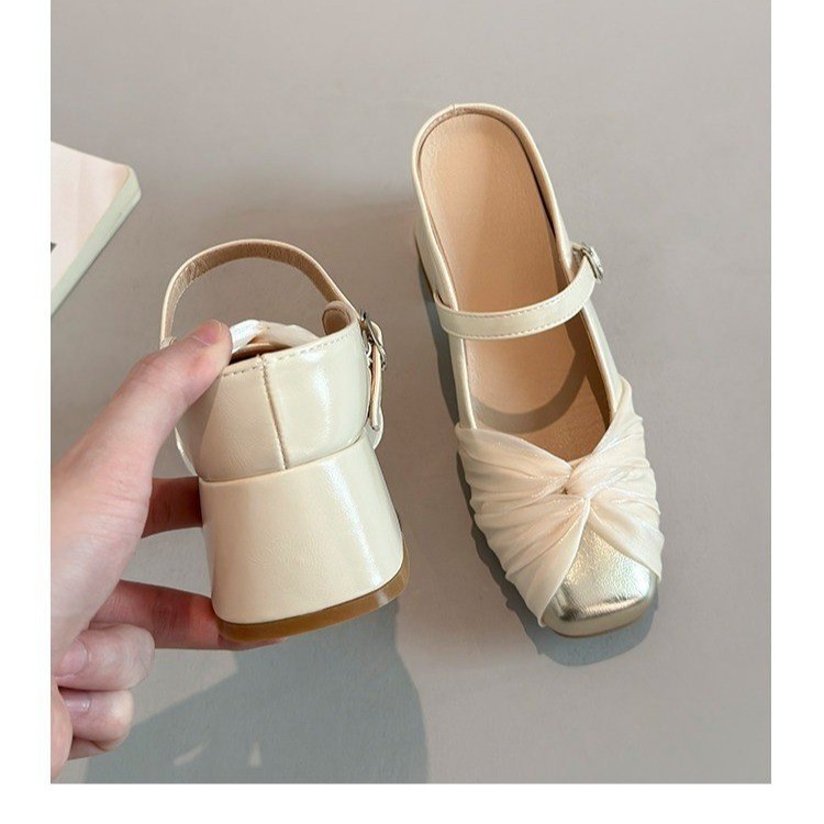 French Vintage Fashion - Mules plates à bout ouvert vintage