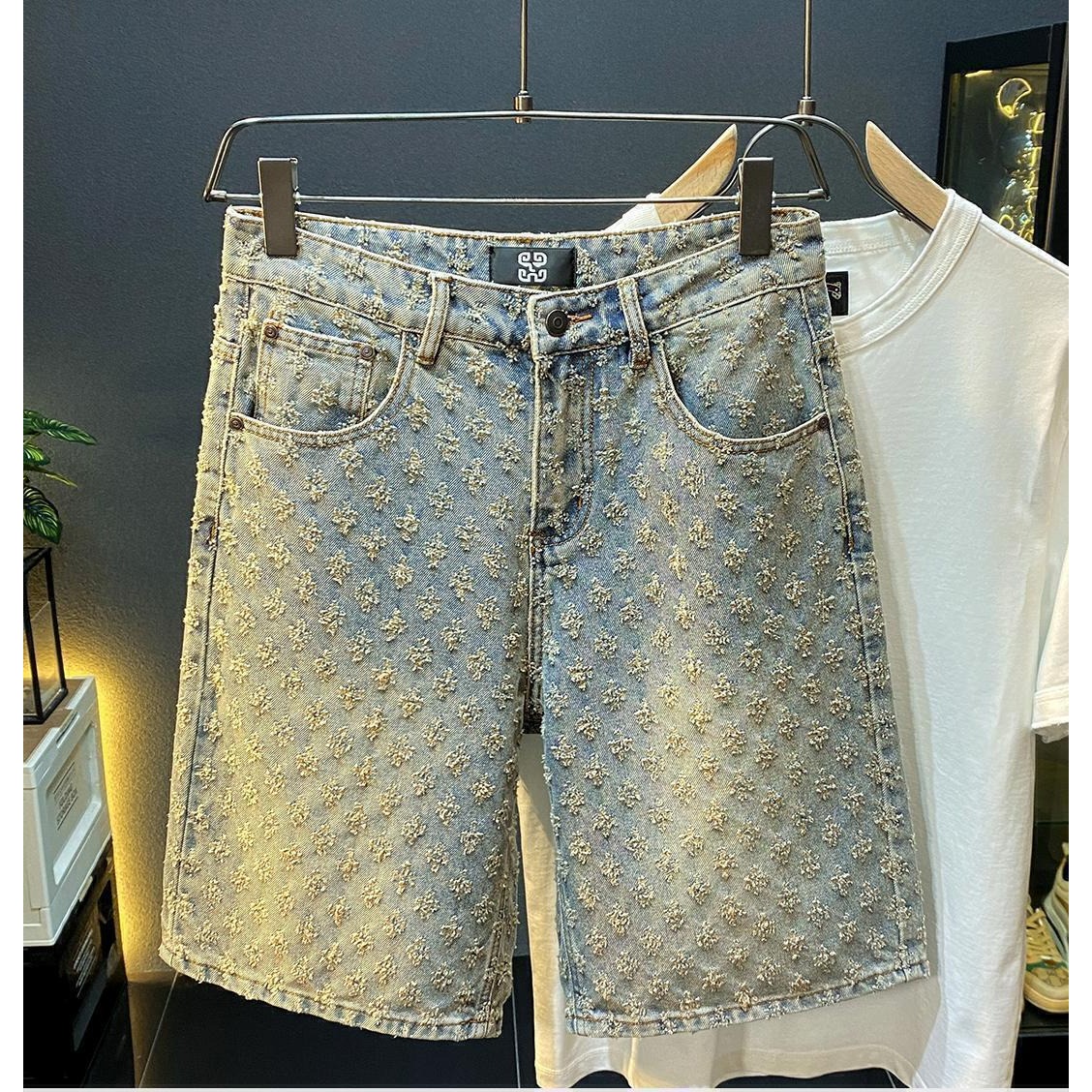 Vintage Fashion Shop - Shorts en jean décontractés pour hommes,