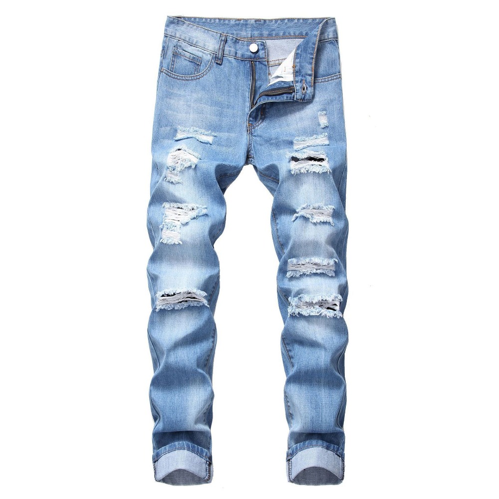 Retro Track Pant - Jean skinny déchiré style punk pour