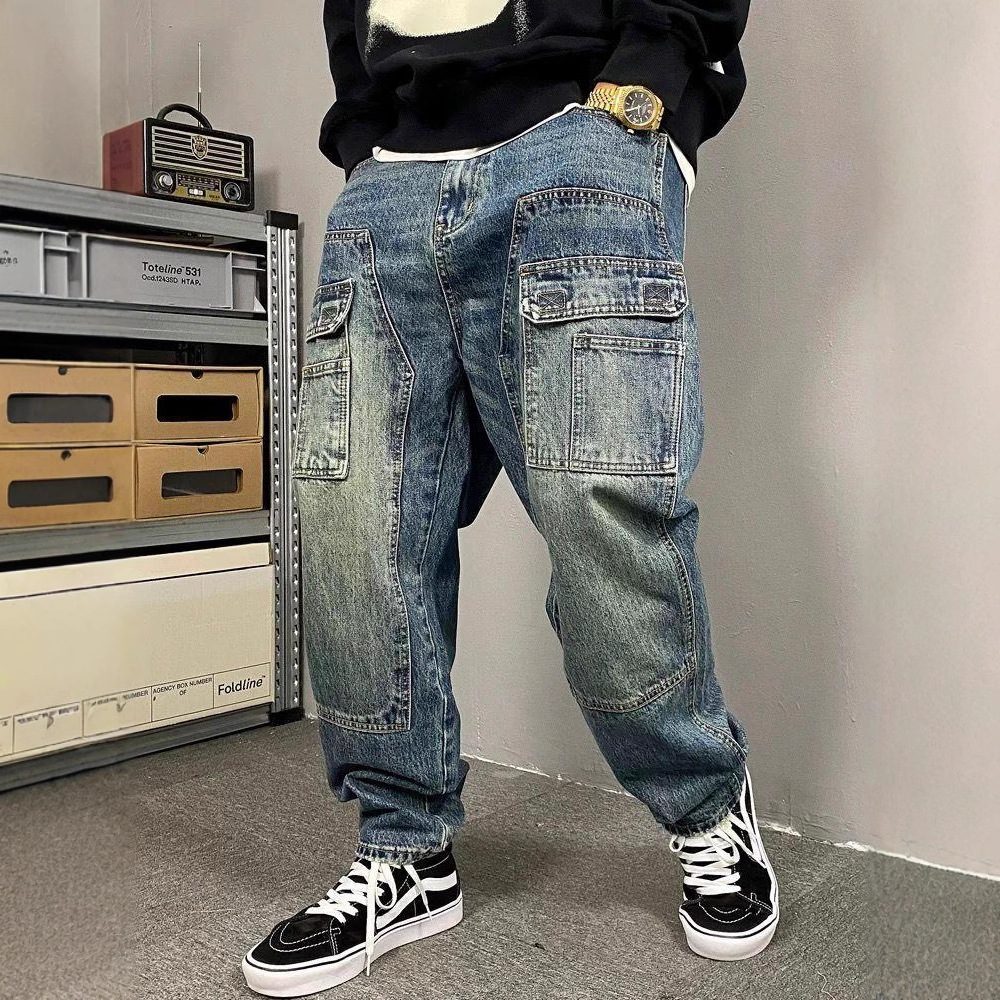 Retro Track Pant - Jeans de travail vintage délavés décontractés