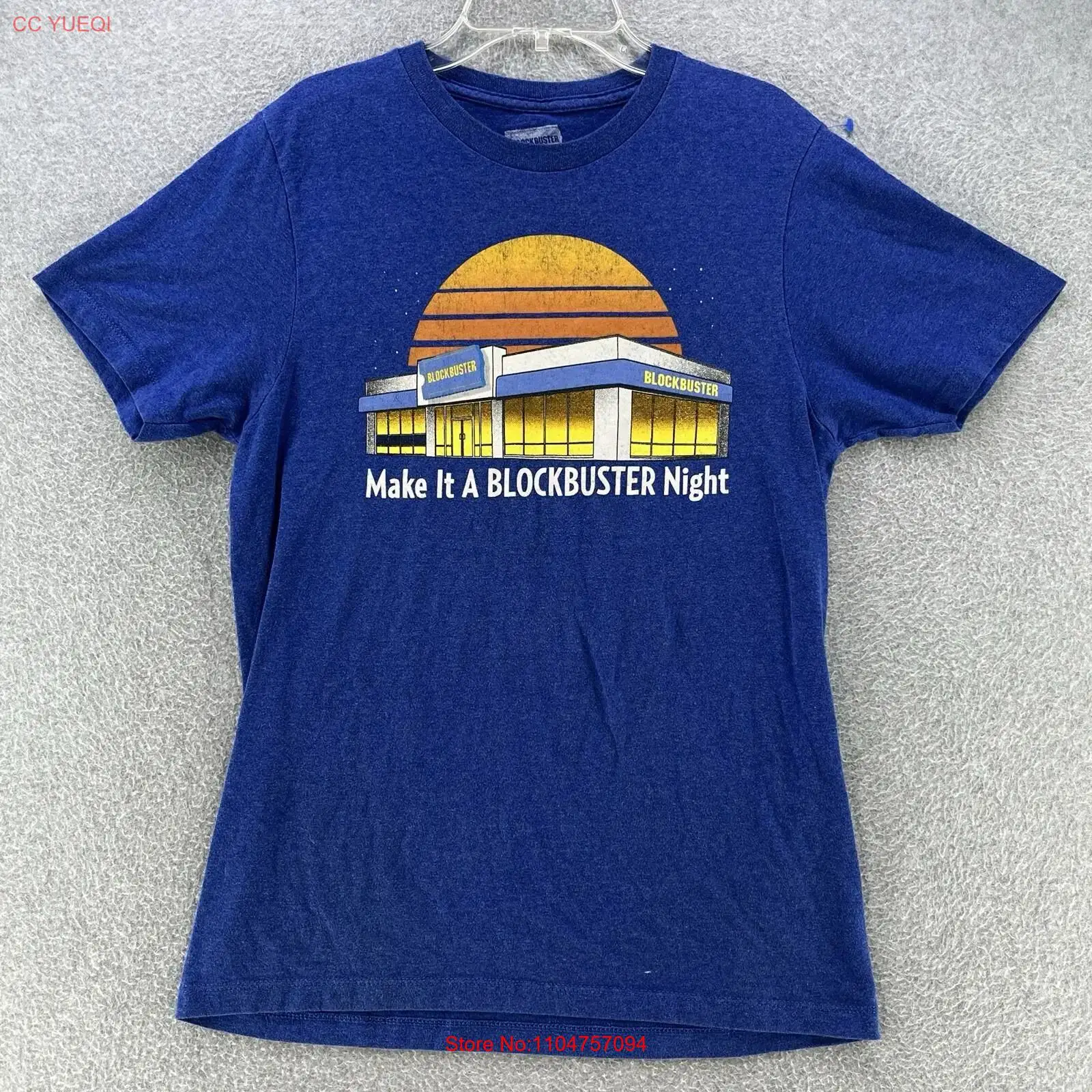 Vintage Fashion Rental - T-shirt homme Blockbuster, taille S, bleu,