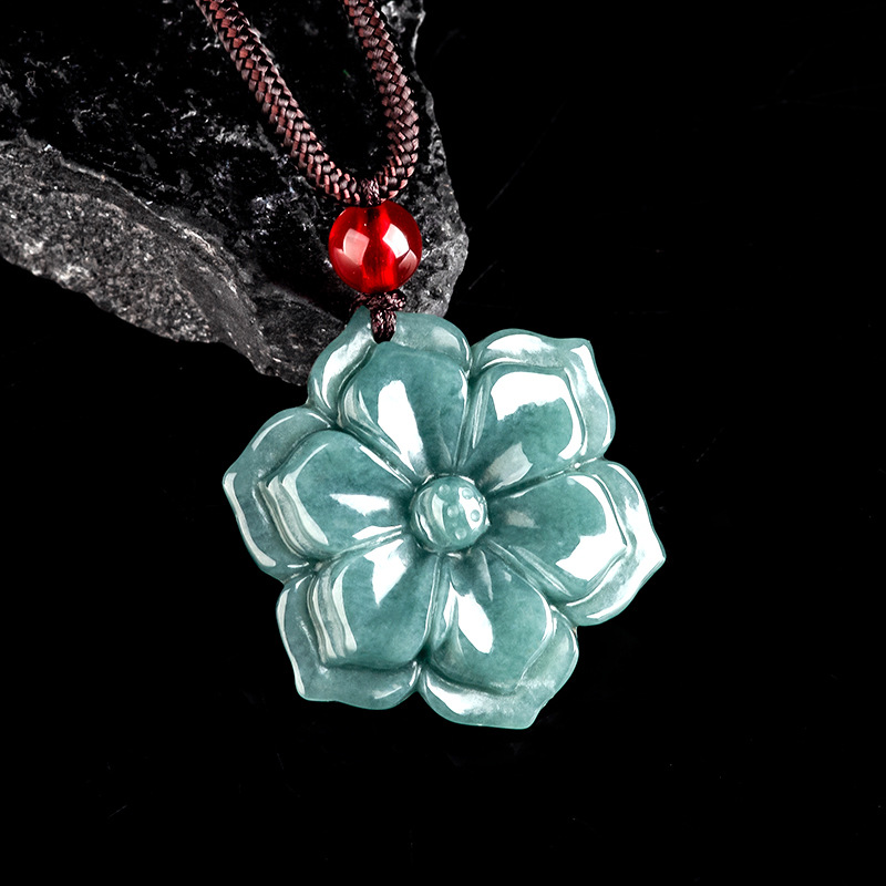 Collier pendentif fleur en jad - Vintage Fashion Necklace avis et prix