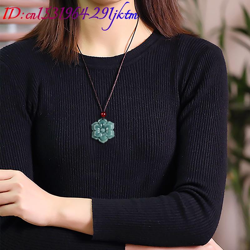 Collier pendentif fleur en jad - Vintage Fashion Necklace avis et prix