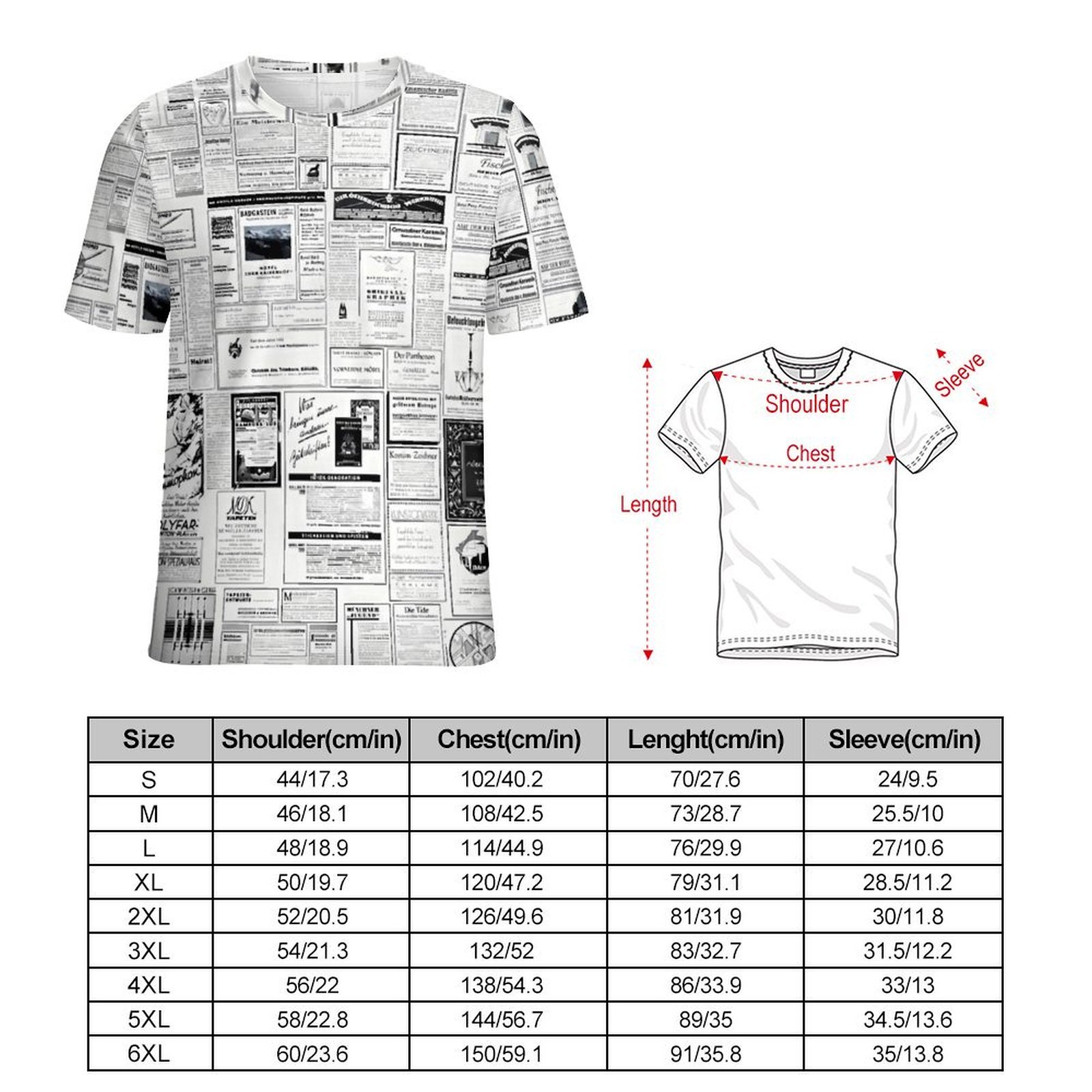 T-shirt imprimé journal pour h - Vintage Fashion Newspaper avis et prix