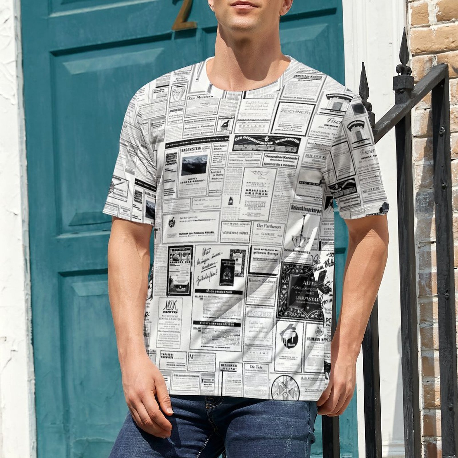T-shirt imprimé journal pour h - Vintage Fashion Newspaper avis et prix