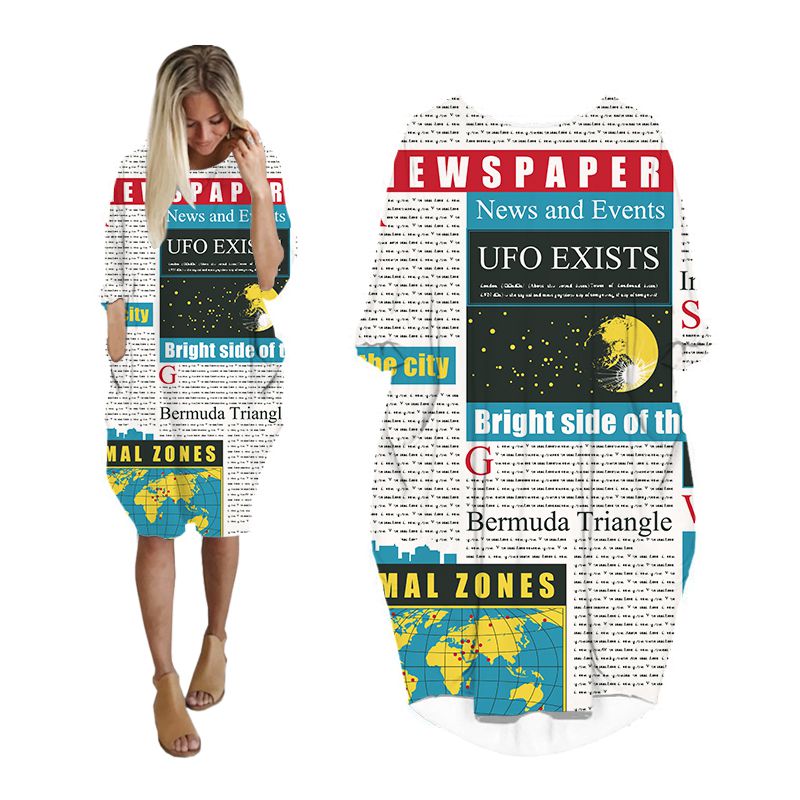 CLOOCL-Robe de journal imprimé - Vintage Fashion Newspaper avis et prix
