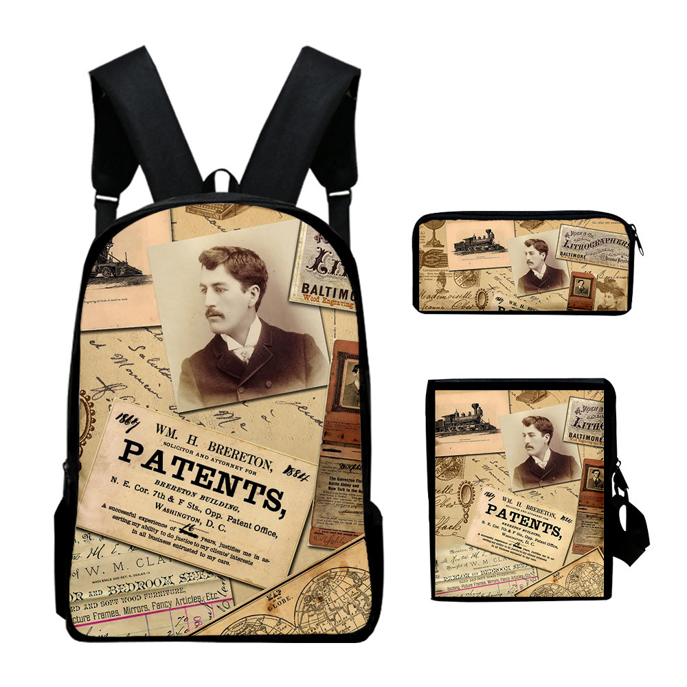 Sac à dos d'école 3D imprimé m - Vintage Fashion Newspaper avis et prix