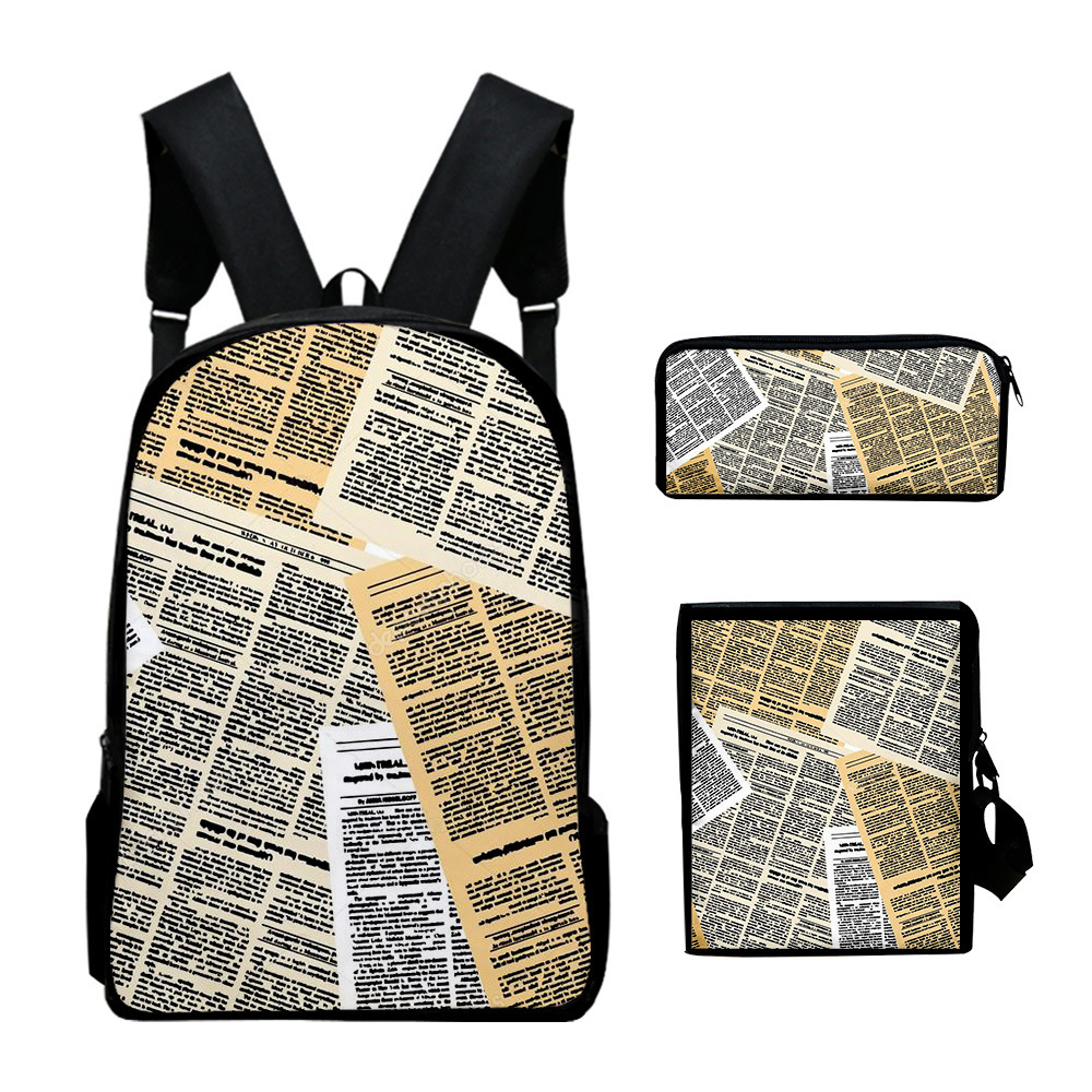 Sac à dos d'école 3D imprimé m - Vintage Fashion Newspaper avis et prix