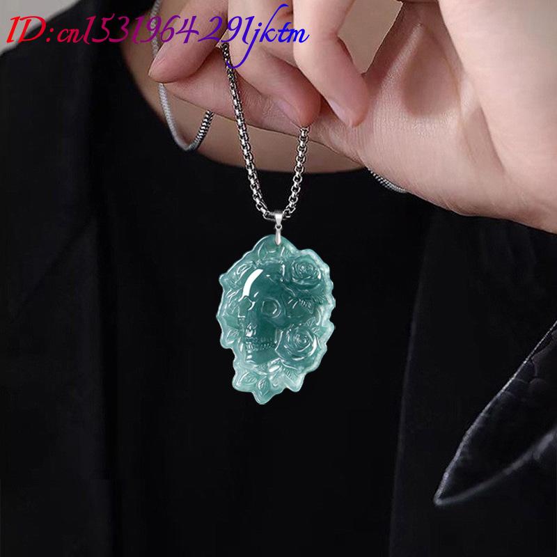 Collier Pendentif Crâne en Jad - Vintage Fashion Necklace avis et prix