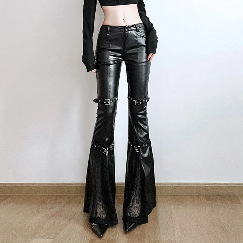 Pantalon évasé en cuir PU pour - Vintage Fashion Streetwear avis et prix