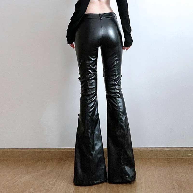 Pantalon évasé en cuir PU pour - Vintage Fashion Streetwear avis et prix