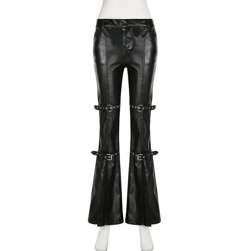 Pantalon évasé en cuir PU pour - Vintage Fashion Streetwear avis et prix